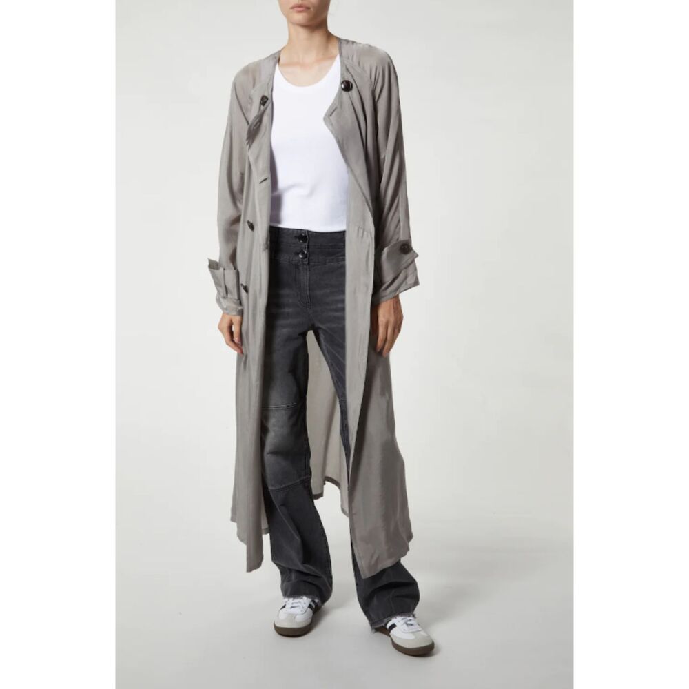 SAINT ART Buttoned Satin Midi Dress/Jacket‎ Gray Small
